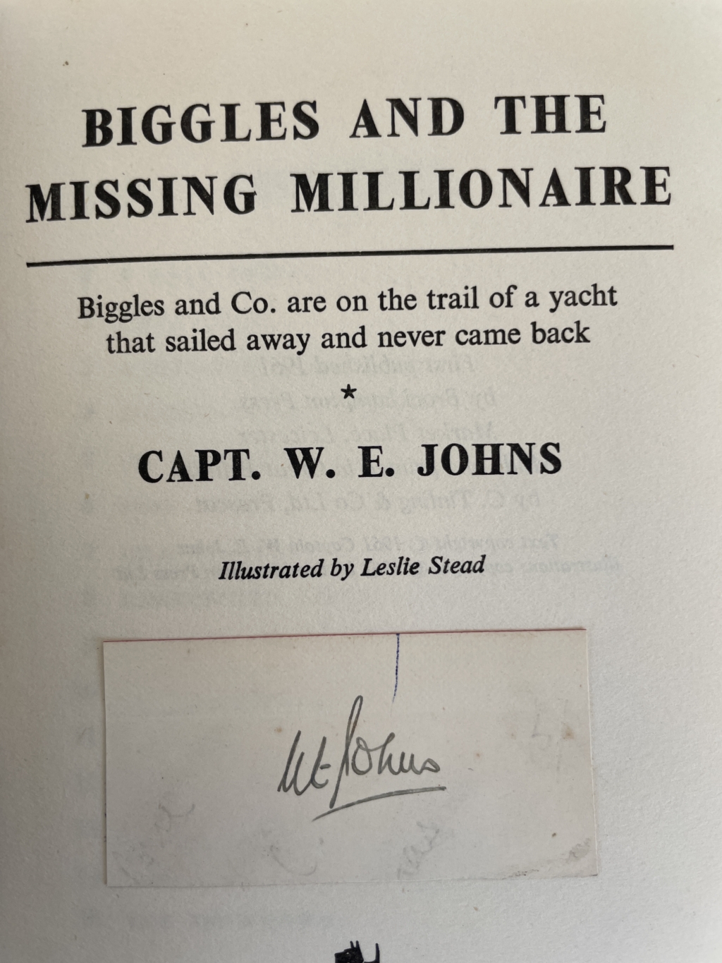 we johns biggles and the missing millionaire signed2