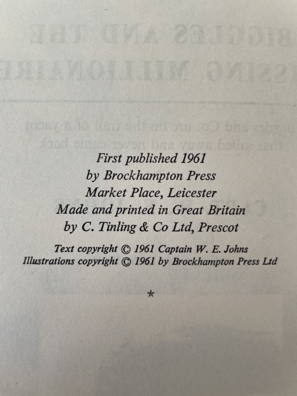 we johns biggles and the missing millionaire signed3