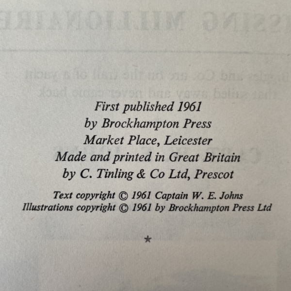 we johns biggles and the missing millionaire signed3