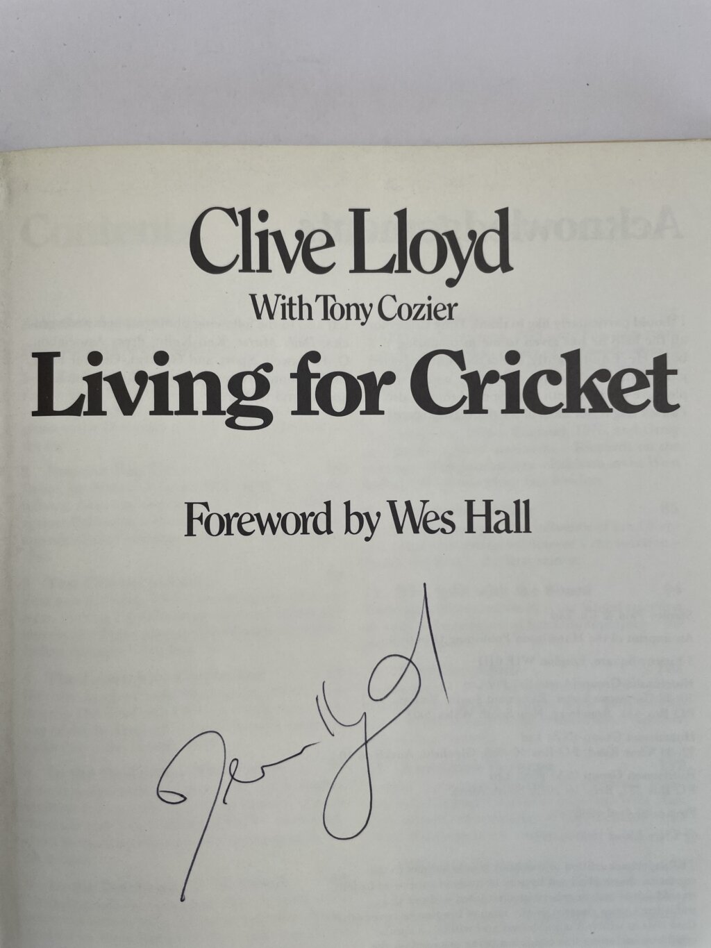 clive lloyd living for cricket signed first2