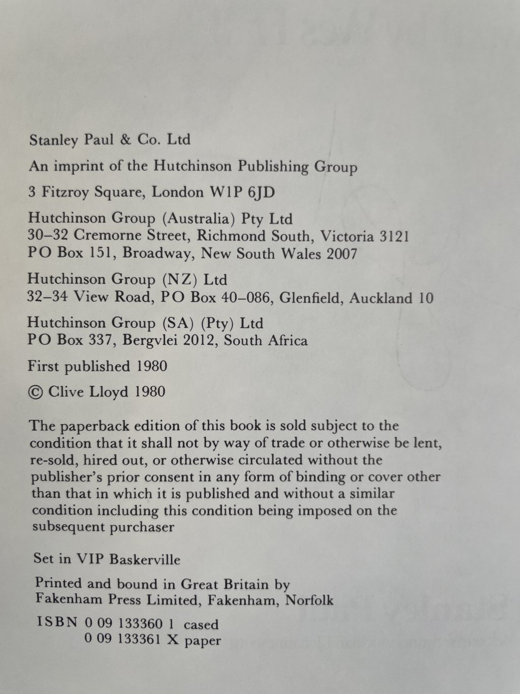 clive lloyd living for cricket signed first3