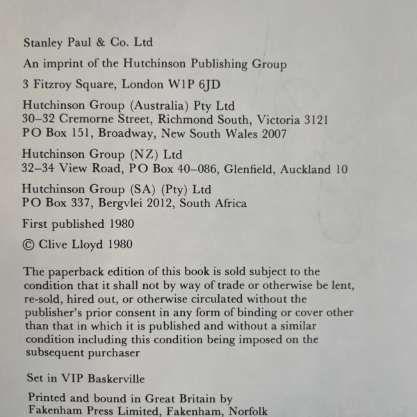 clive lloyd living for cricket signed first3