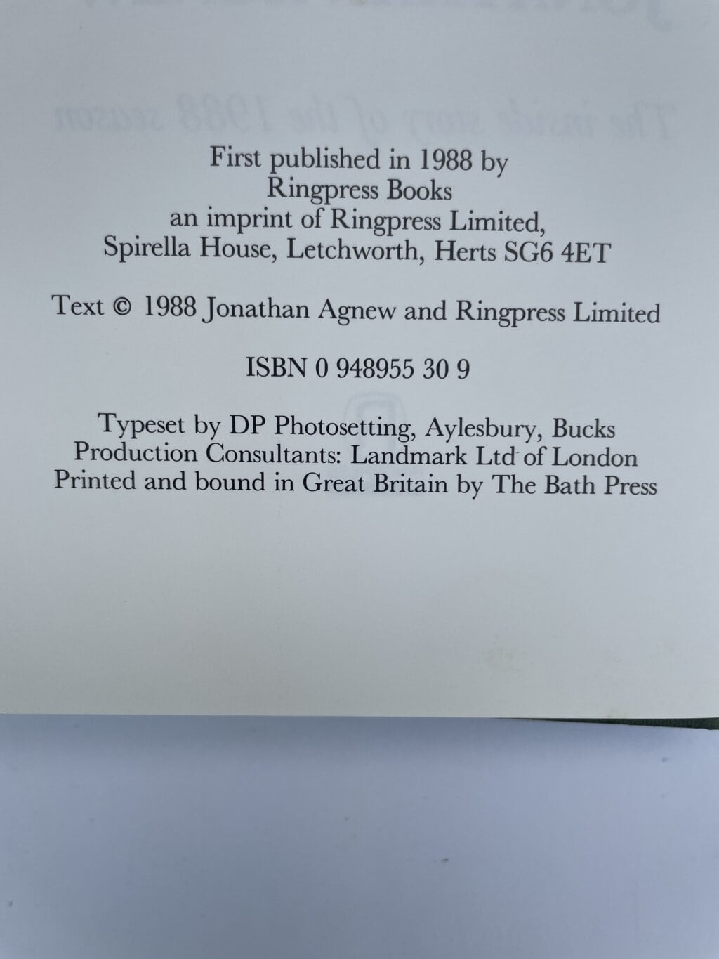 jonathan agnew 8 days a week signed first3