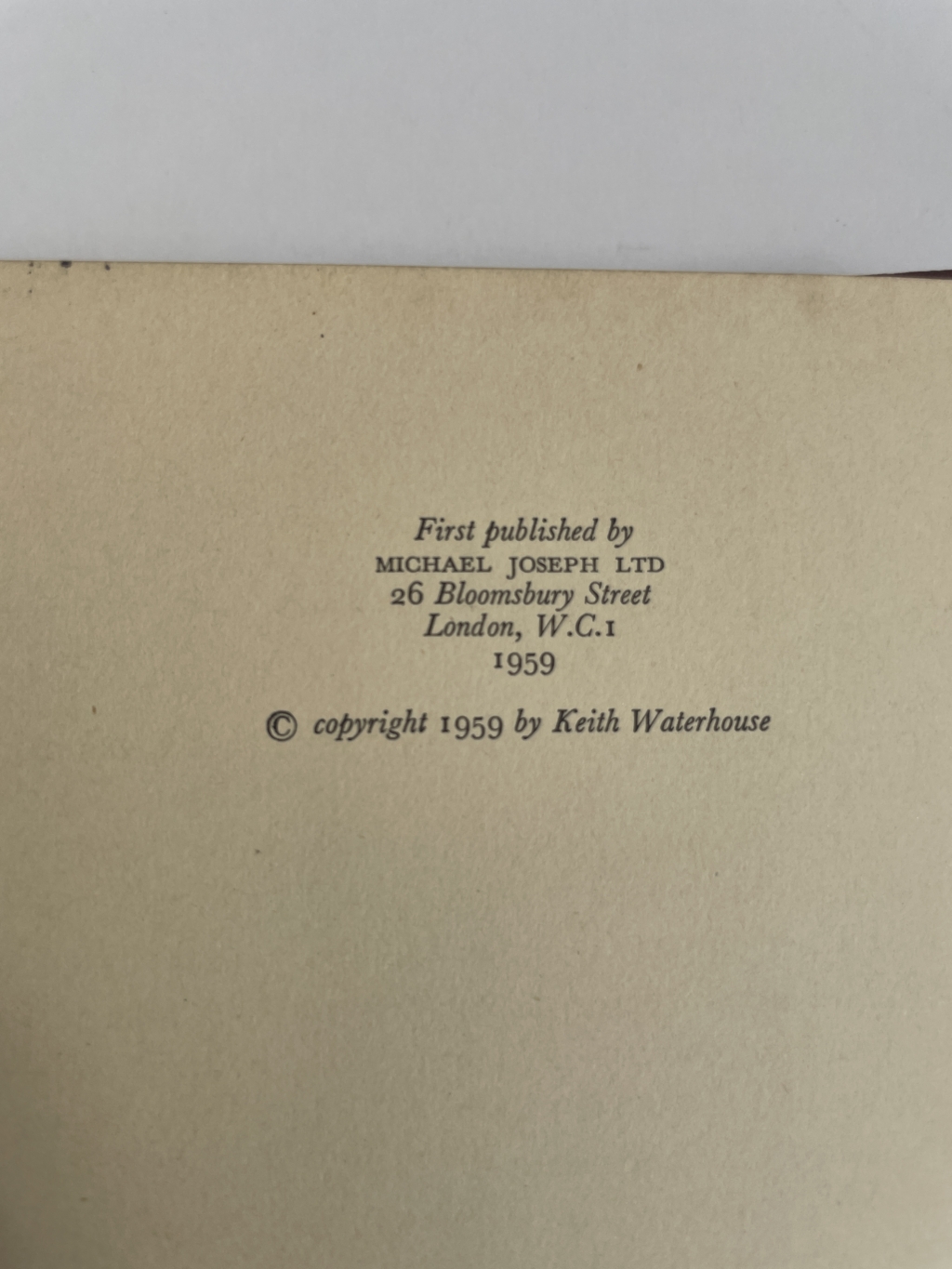 keith waterhouse billy liar first edition2