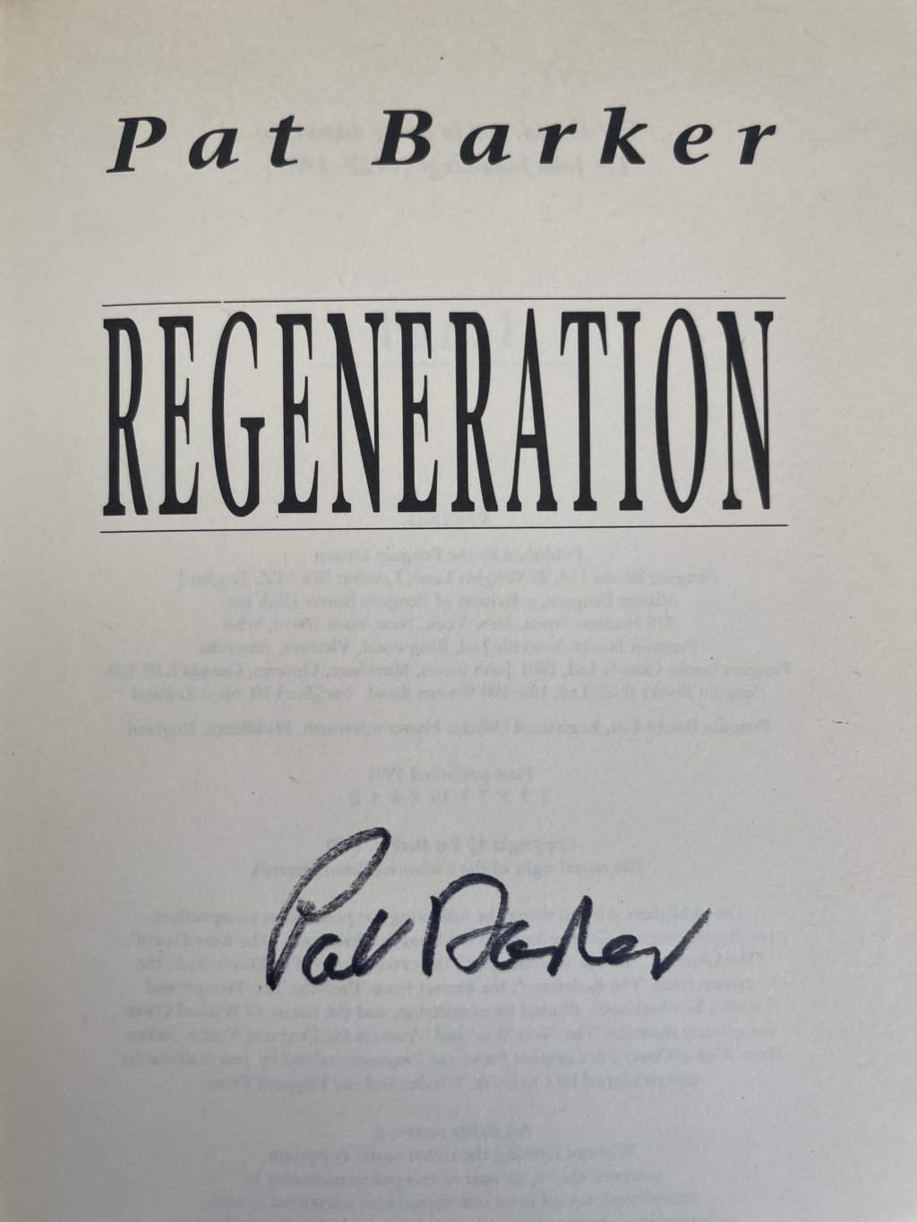pat barker regeneration signed first 2