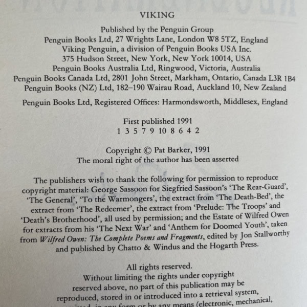 pat barker regeneration signed first 3