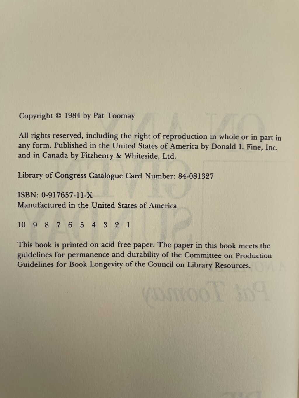 pat toomay on any given sunday signed first ed3