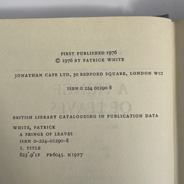 patrick white a fringe of leaves first edition2
