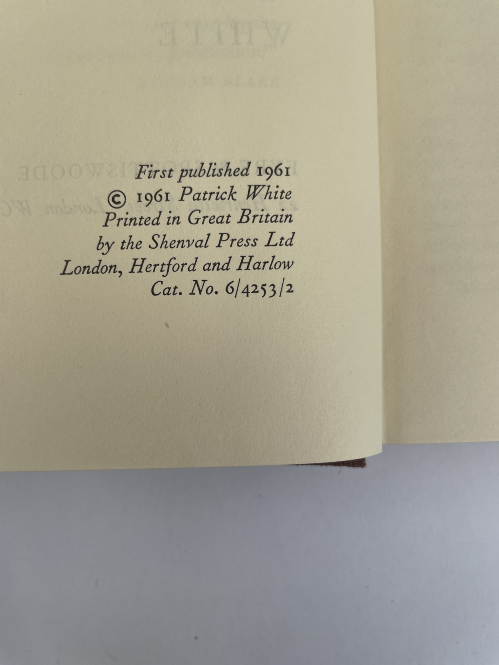 patrick white riders in the chariot first edition2