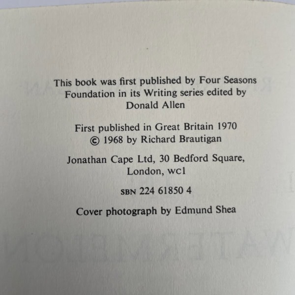 richard brautigan in watermelon sugar first edition2