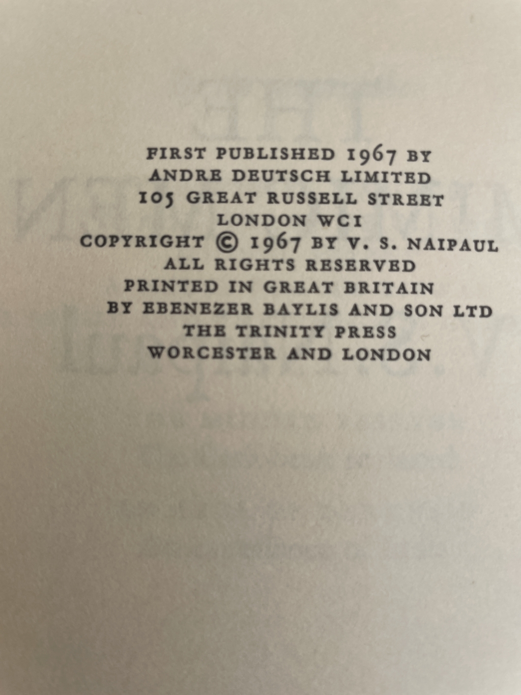 vs naipaul the mimic men first 2