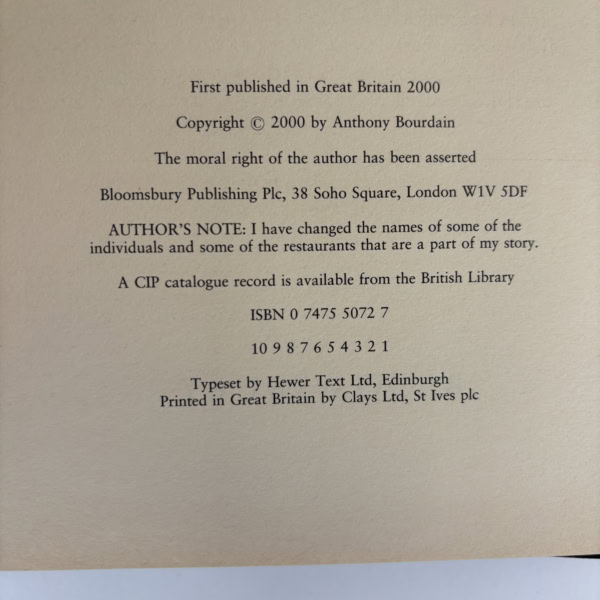 anthoiny bourdain kitchen confidential first ed2