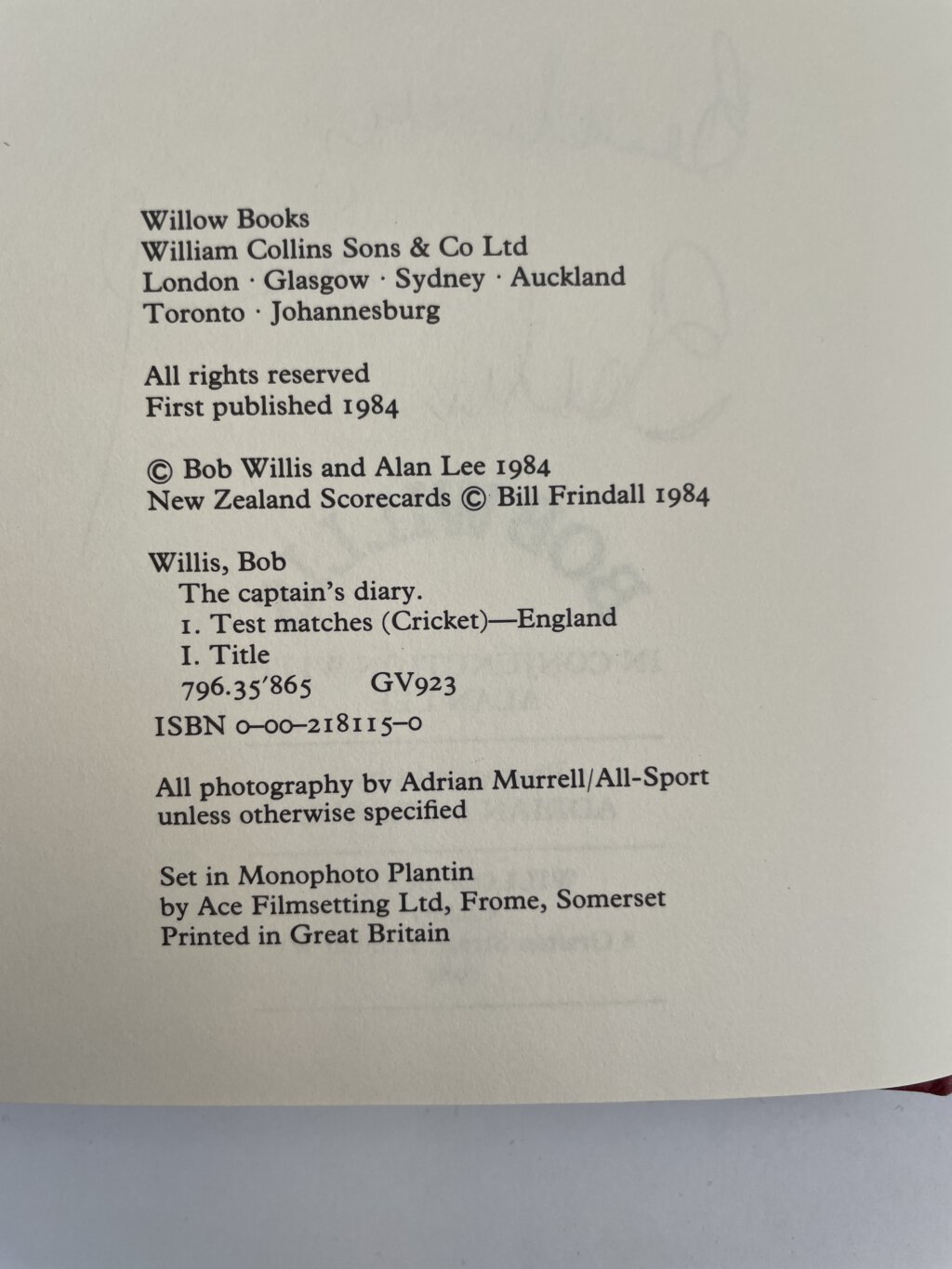 bob willis the captains diary fiji nz pak signed3