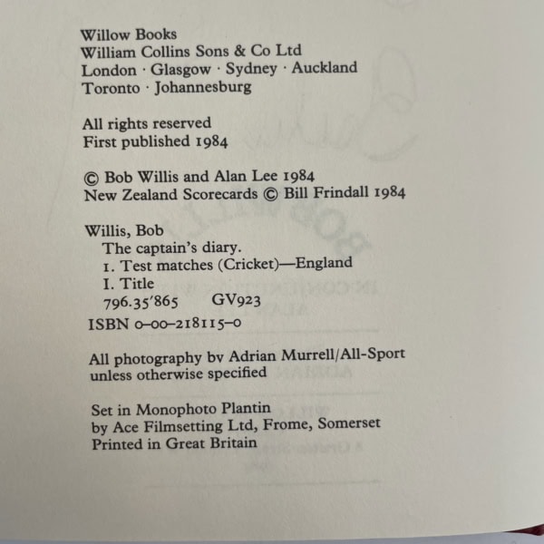 bob willis the captains diary fiji nz pak signed3