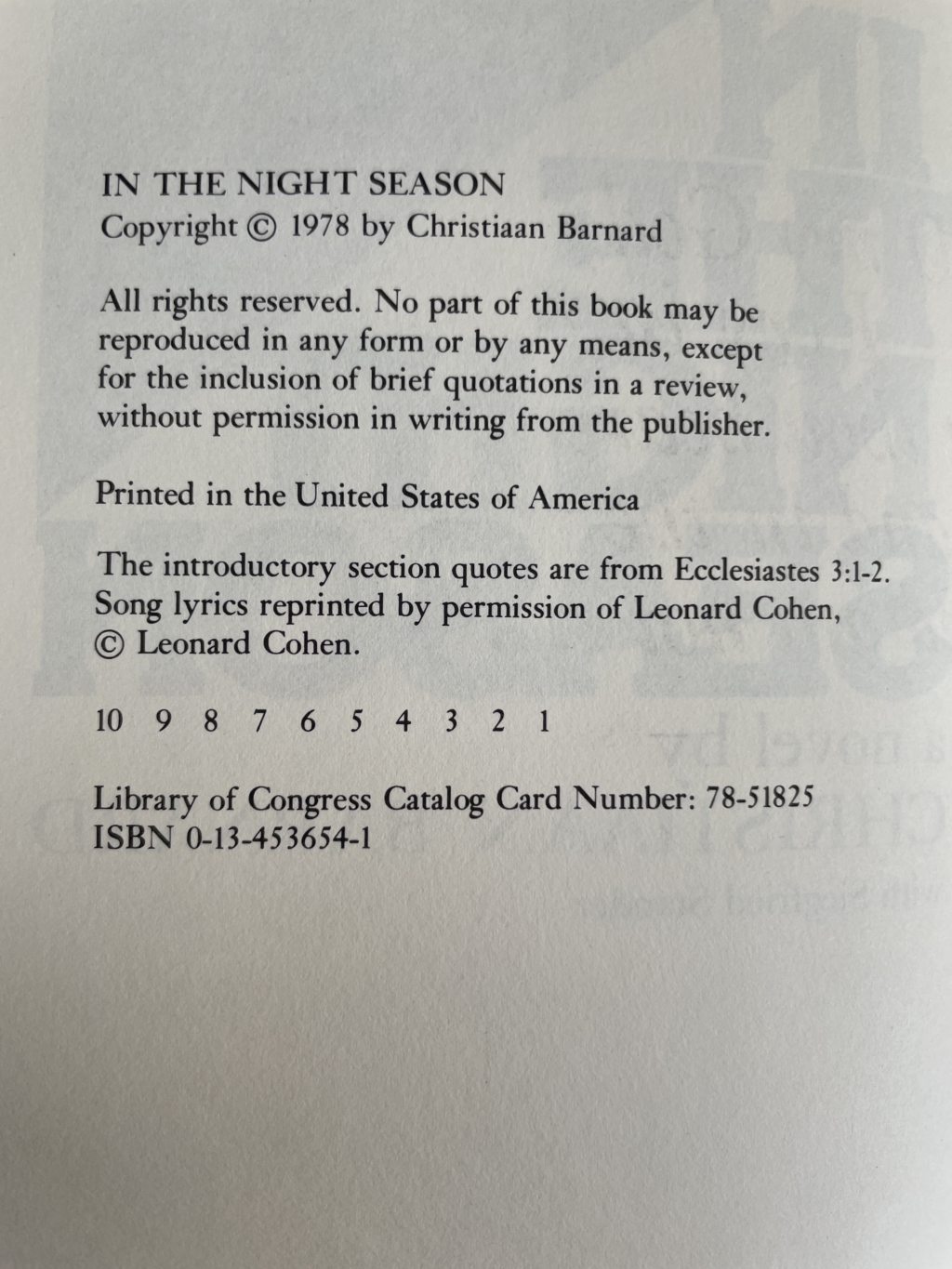 christian barnard in the night season signed first ed3