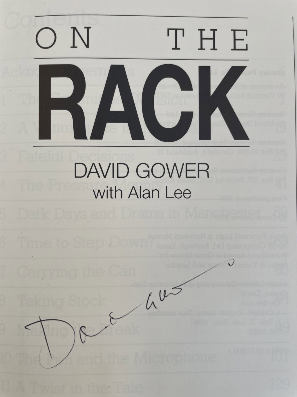 david gower on the rack signed first 2