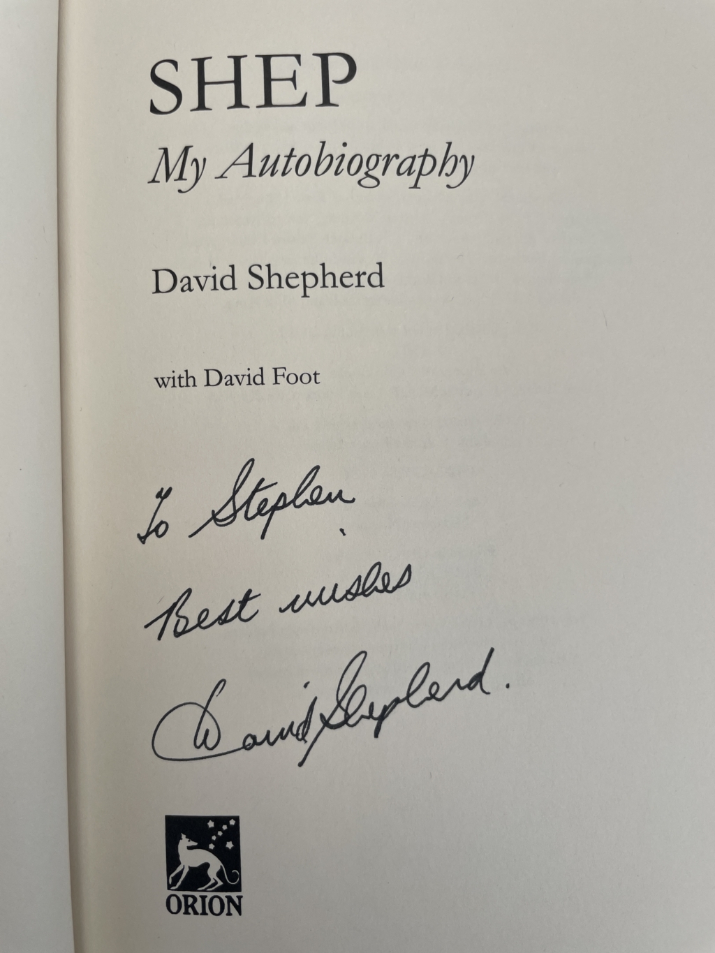 david shepherd shep signed first2