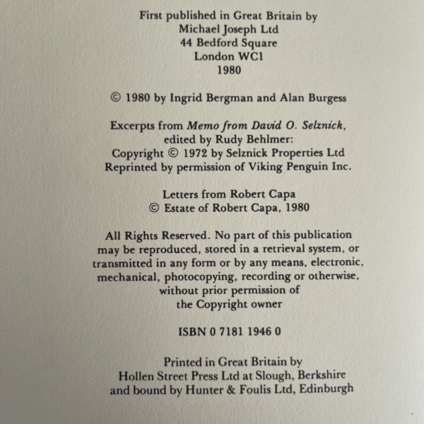 ingrid bergman my story signed first4