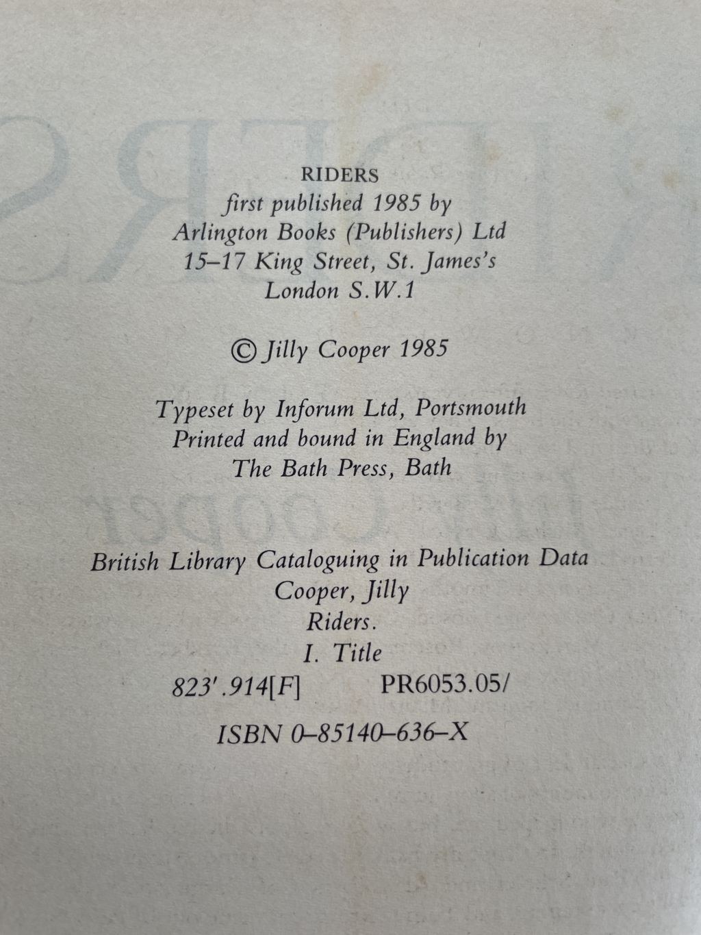 jilly cooper riders signed first 3