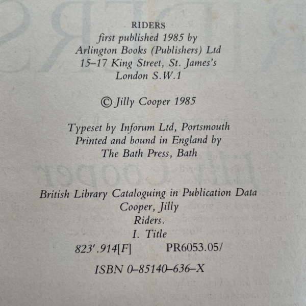 jilly cooper riders signed first 3