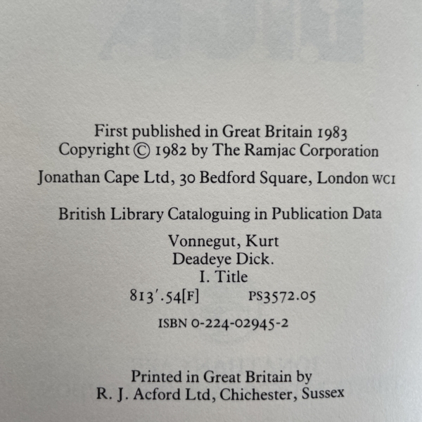 kurt vonnegut deadeye dick signed first 3