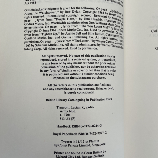 Lucian K. Truscott IV - Army Blue - Uncorrected Proof Copy 1990 - Image 2