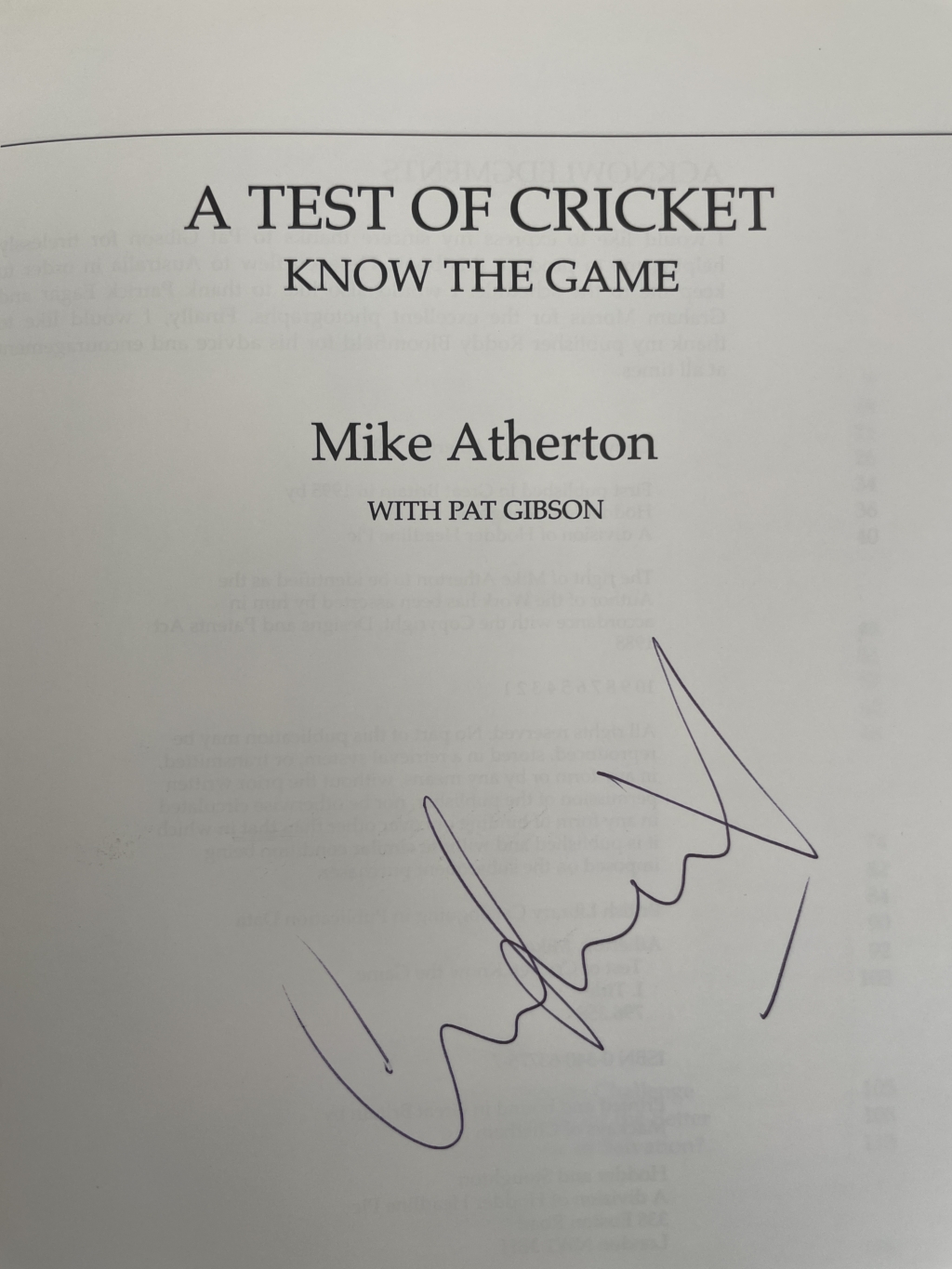 mike atherton a test of cricket signed first2