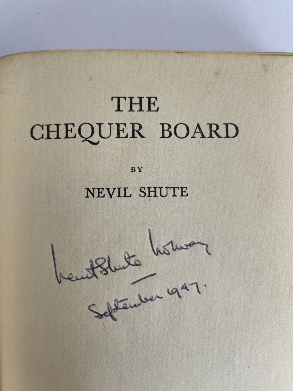 nevil shute the chequer board signed first2