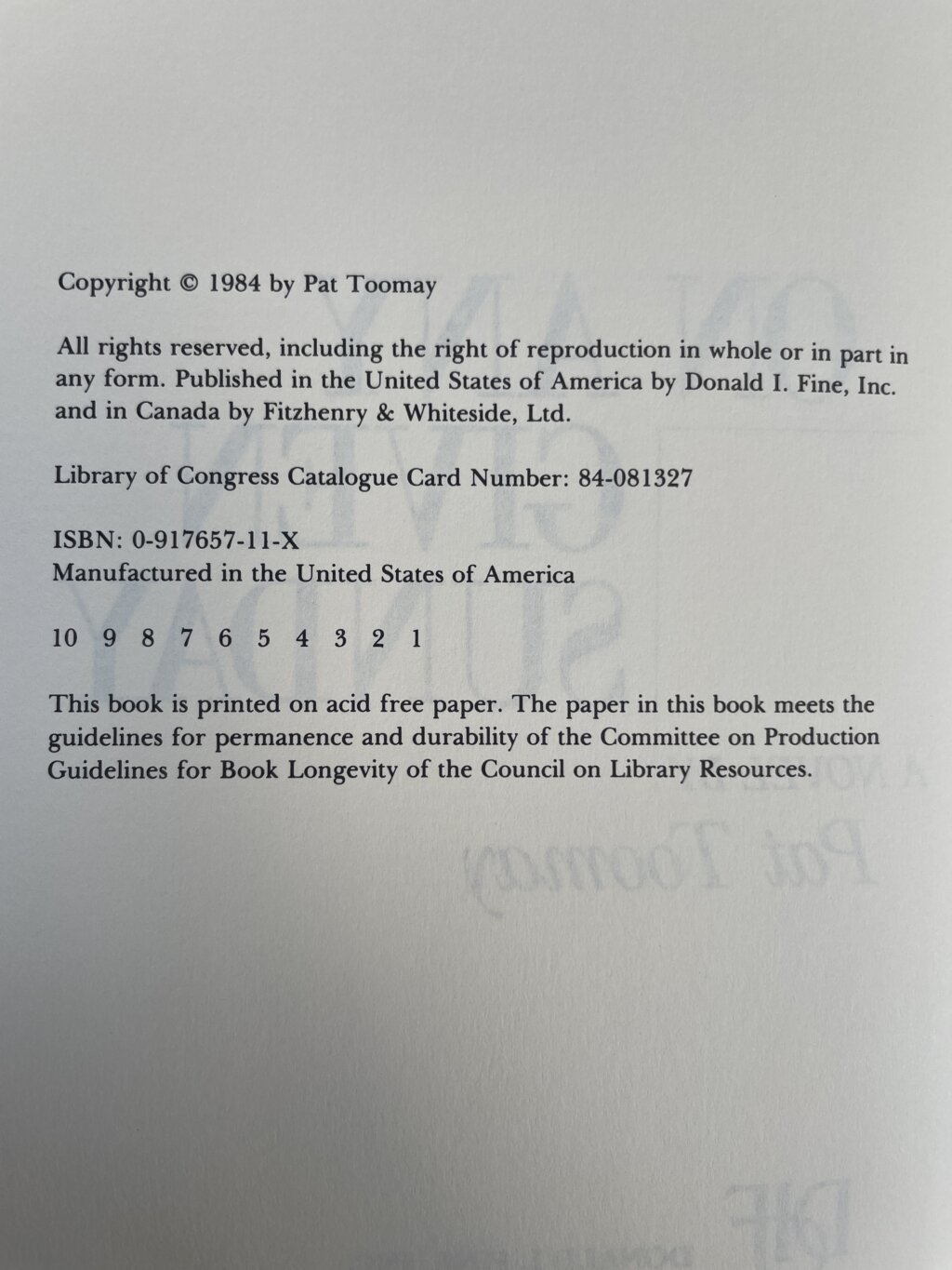 pat toomay on any given sunday first ed2