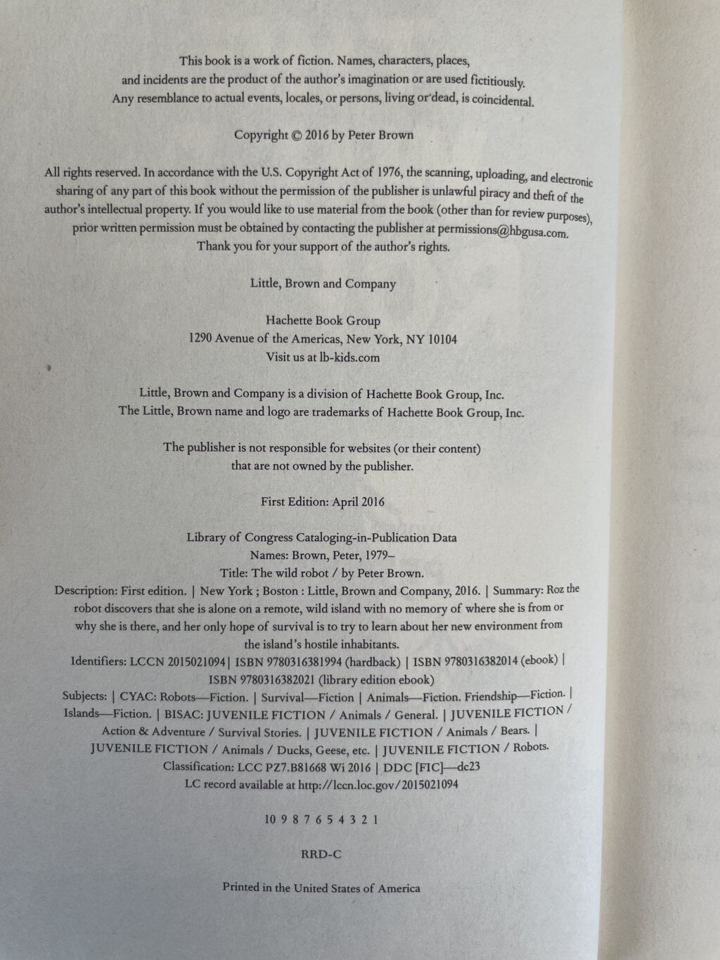peter brown the wild robot first edition2