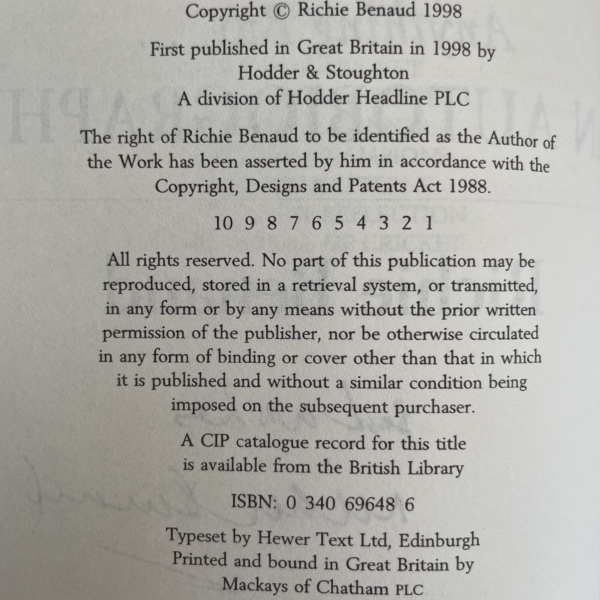 richie benaud an autobiography signed first3