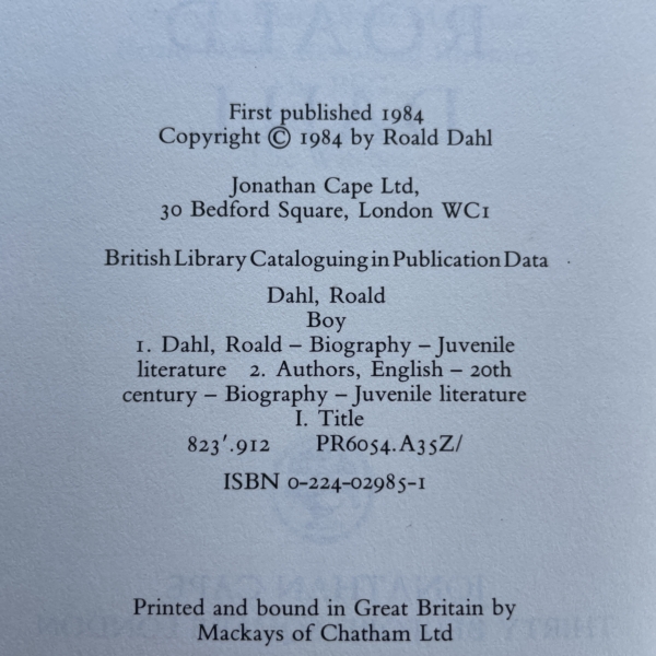 roald dahl boy first 95 2