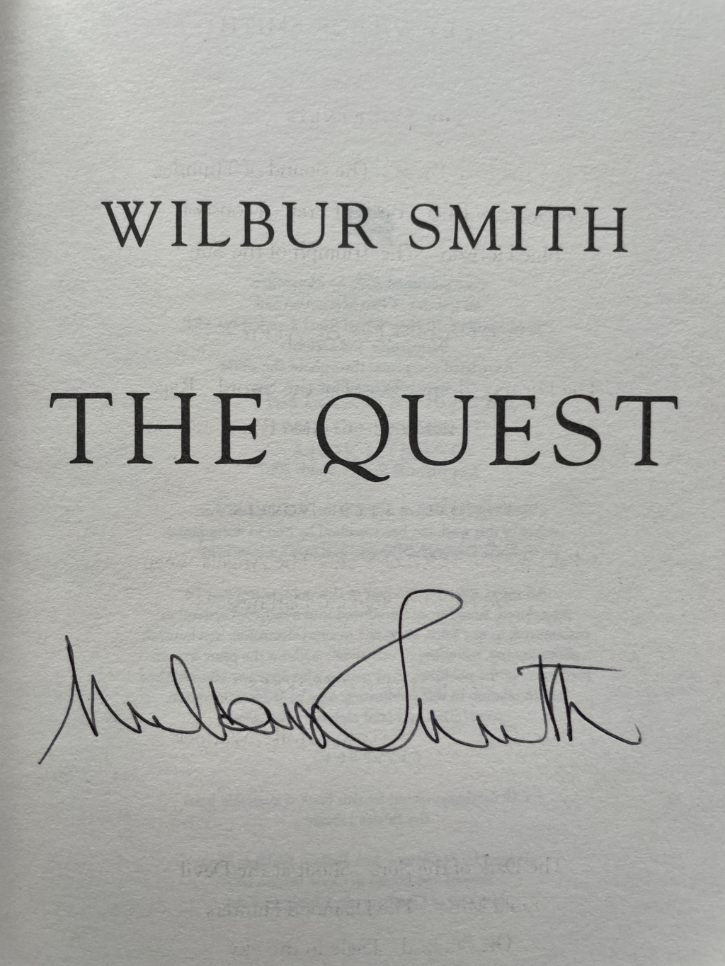 wilbur smith the quest signed first2