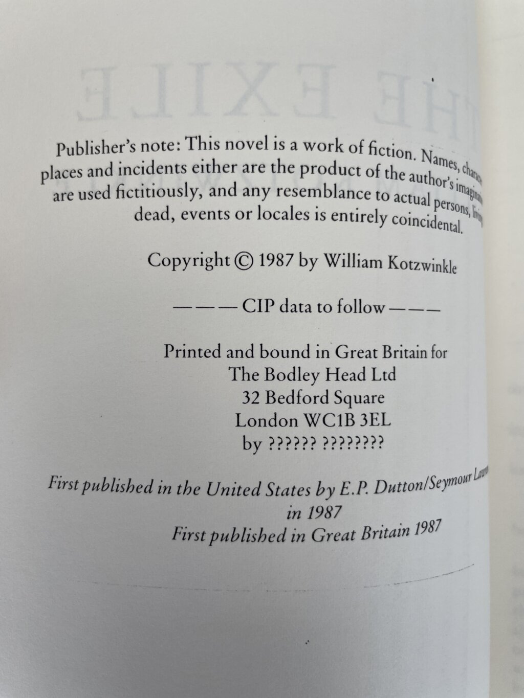 william kotzwinkle the exile proof2