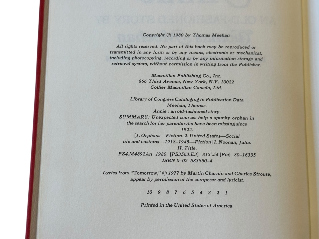 Annie Musical first edition4