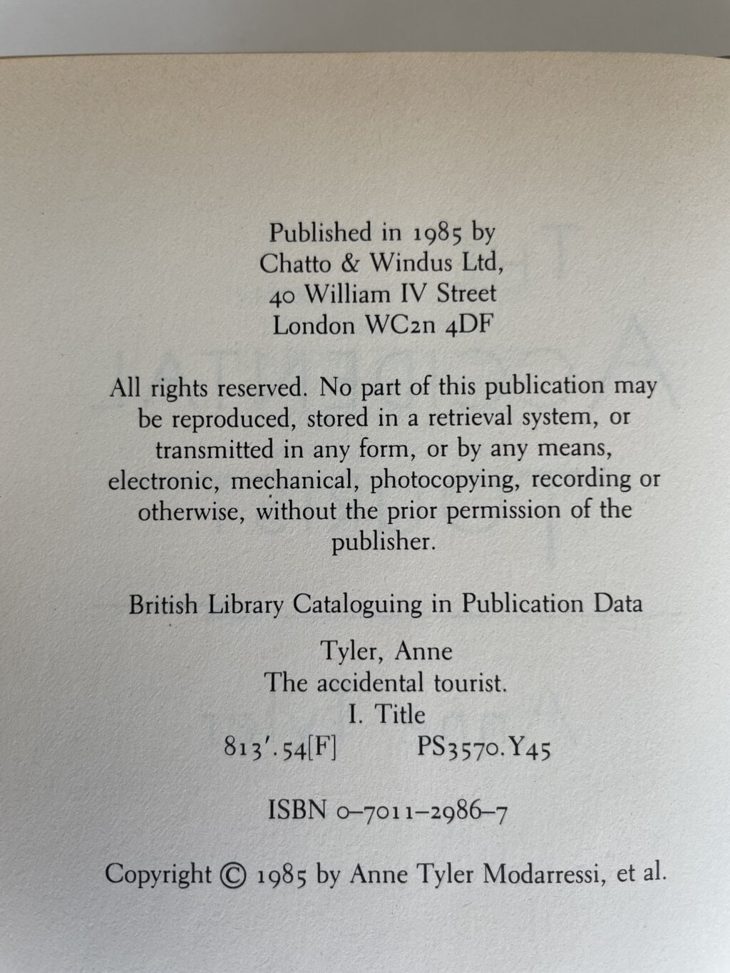 anne tyler the accidental tourist first editon2