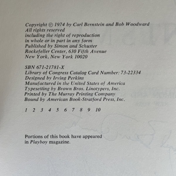 carl bernstein all the presidents men multi signed first us 3