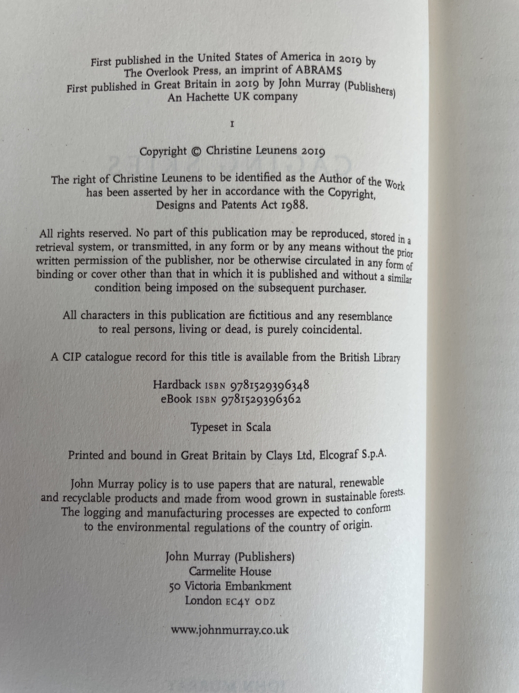 christine leunens caging skies first edition2