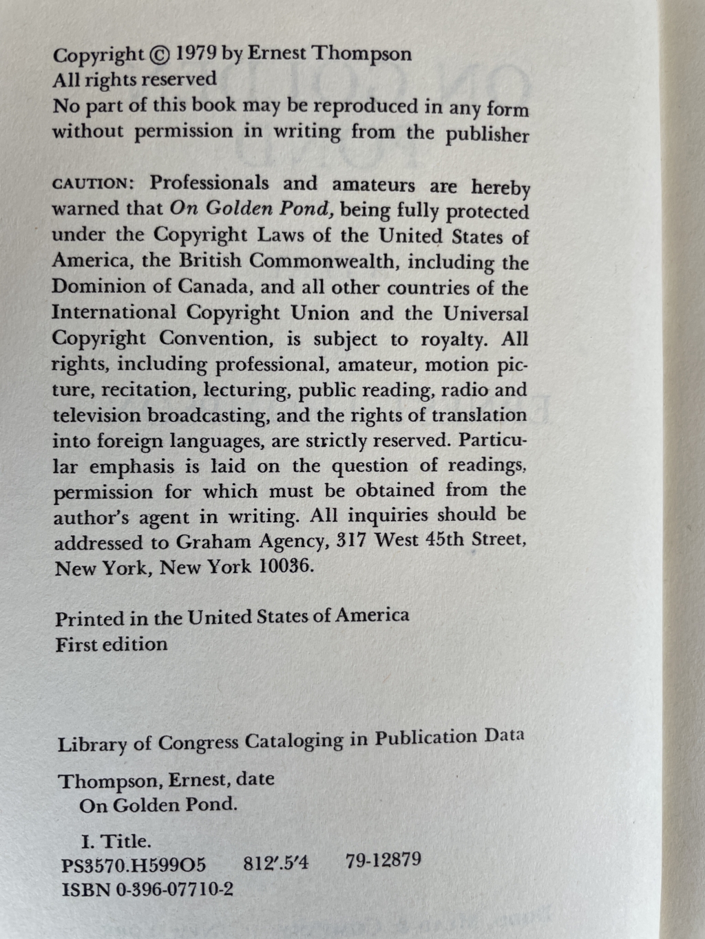 ernest thompson on golden oond signed first ed3