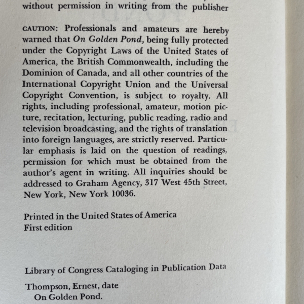 ernest thompson on golden oond signed first ed3