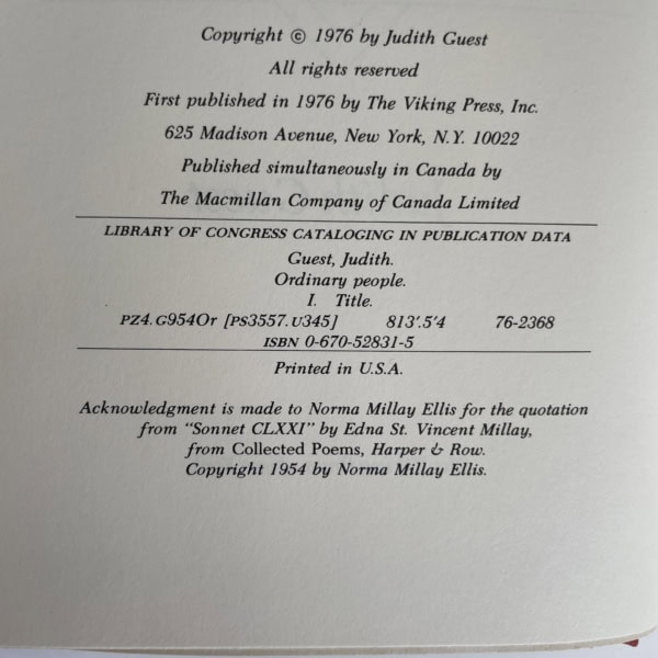 judith guest ordinary people first edition2