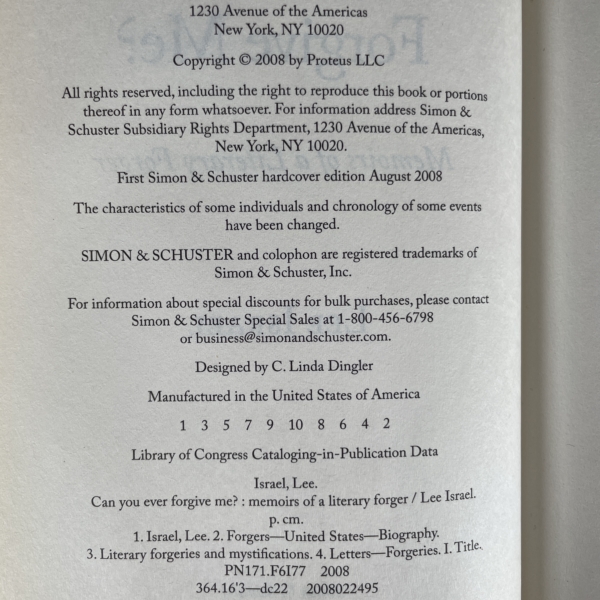 lee israel can you ever forgive me first ed2