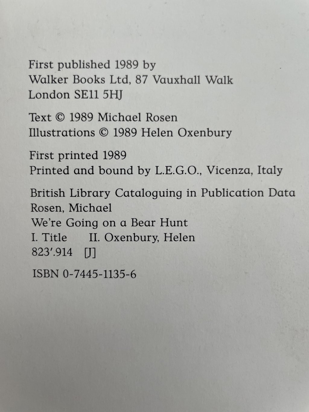 michael rosen were going on a bear hunt first edi2