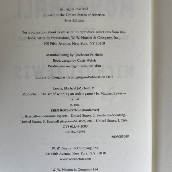 moneyball michael lewis signed first ed2