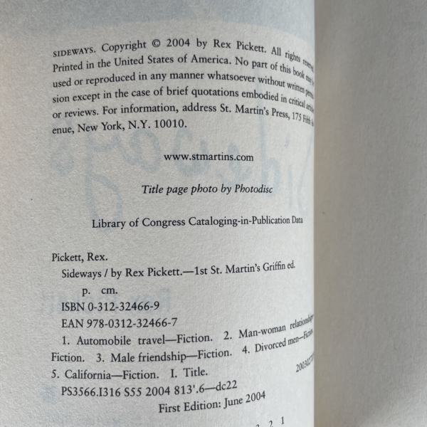 rex pickett sideways first edition2