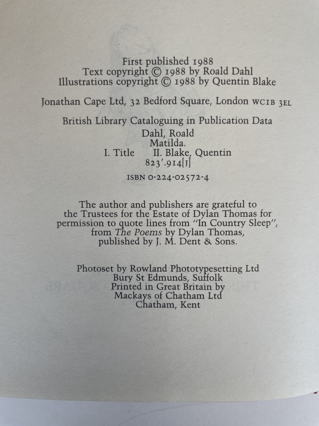 roald dahl matilda first edi 2