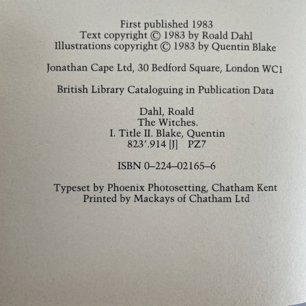 roald dahl the witches first ed2