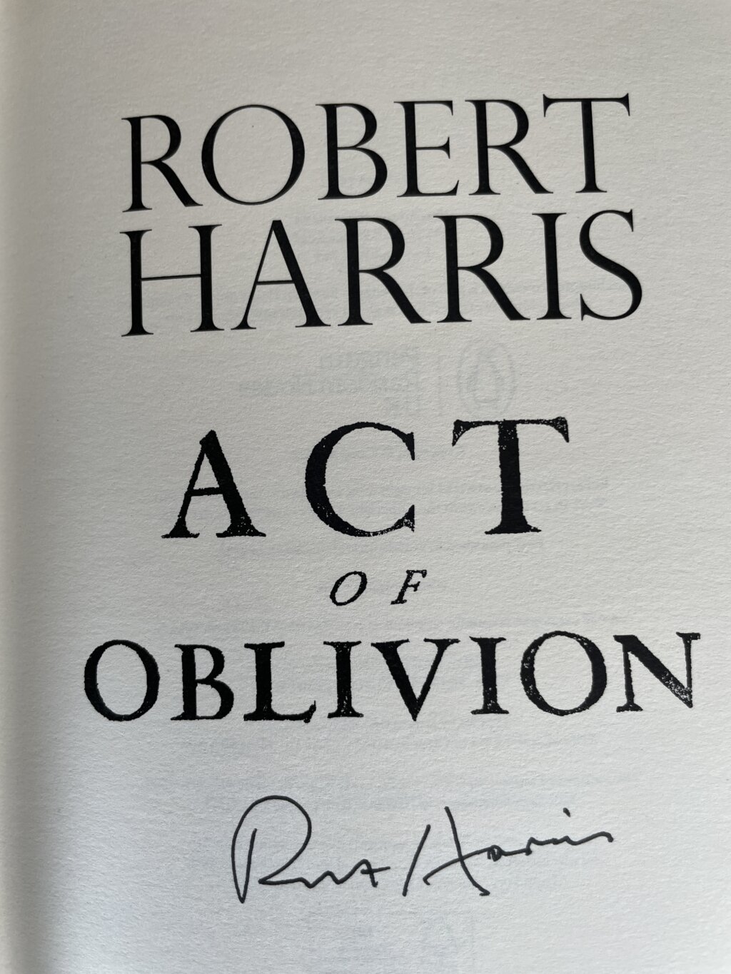 robert harris act of oblivion signed first 2