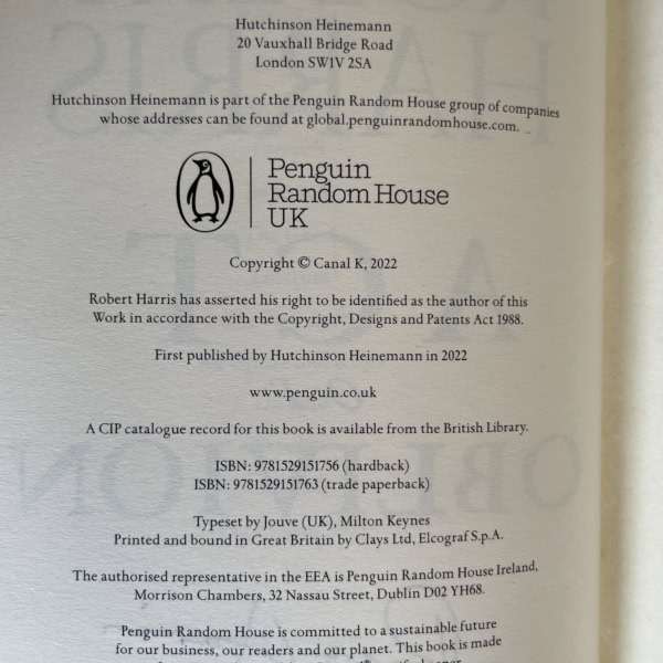 robert harris act of oblivion signed first 3