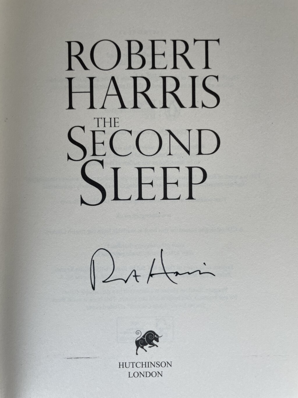 robert harris the second sleep signed first 2